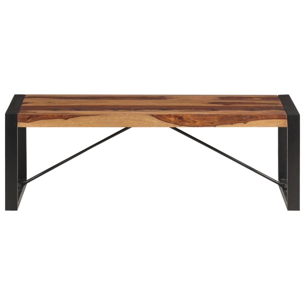 Brown Solid Sheesham Wood Steel Coffee Table L8371
