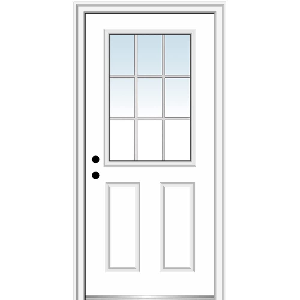 Primed Fiberglass 1/2 Lite 2-Panel Prehung Entry Door 36" x 80" K676