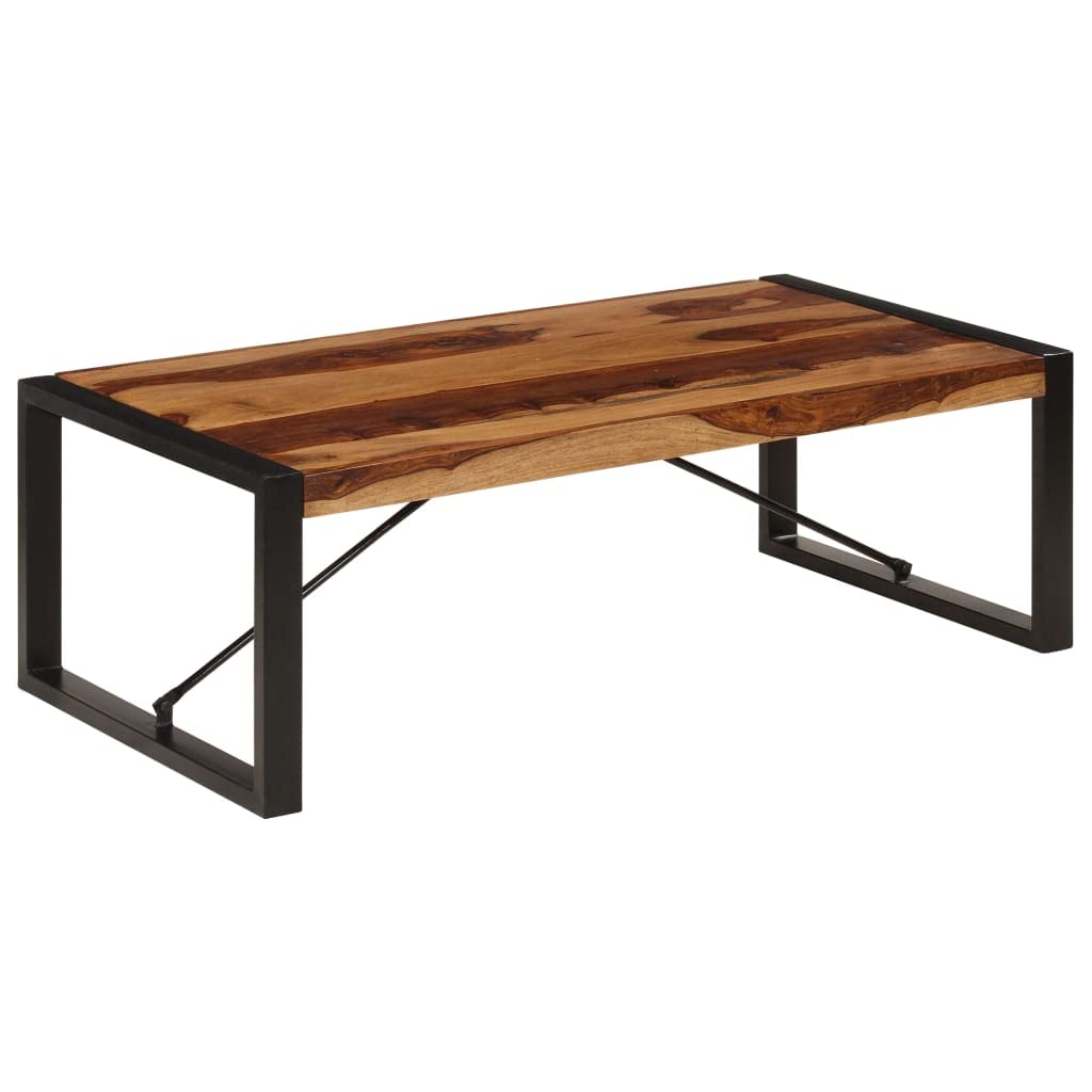 Brown Solid Sheesham Wood Steel Coffee Table L8371