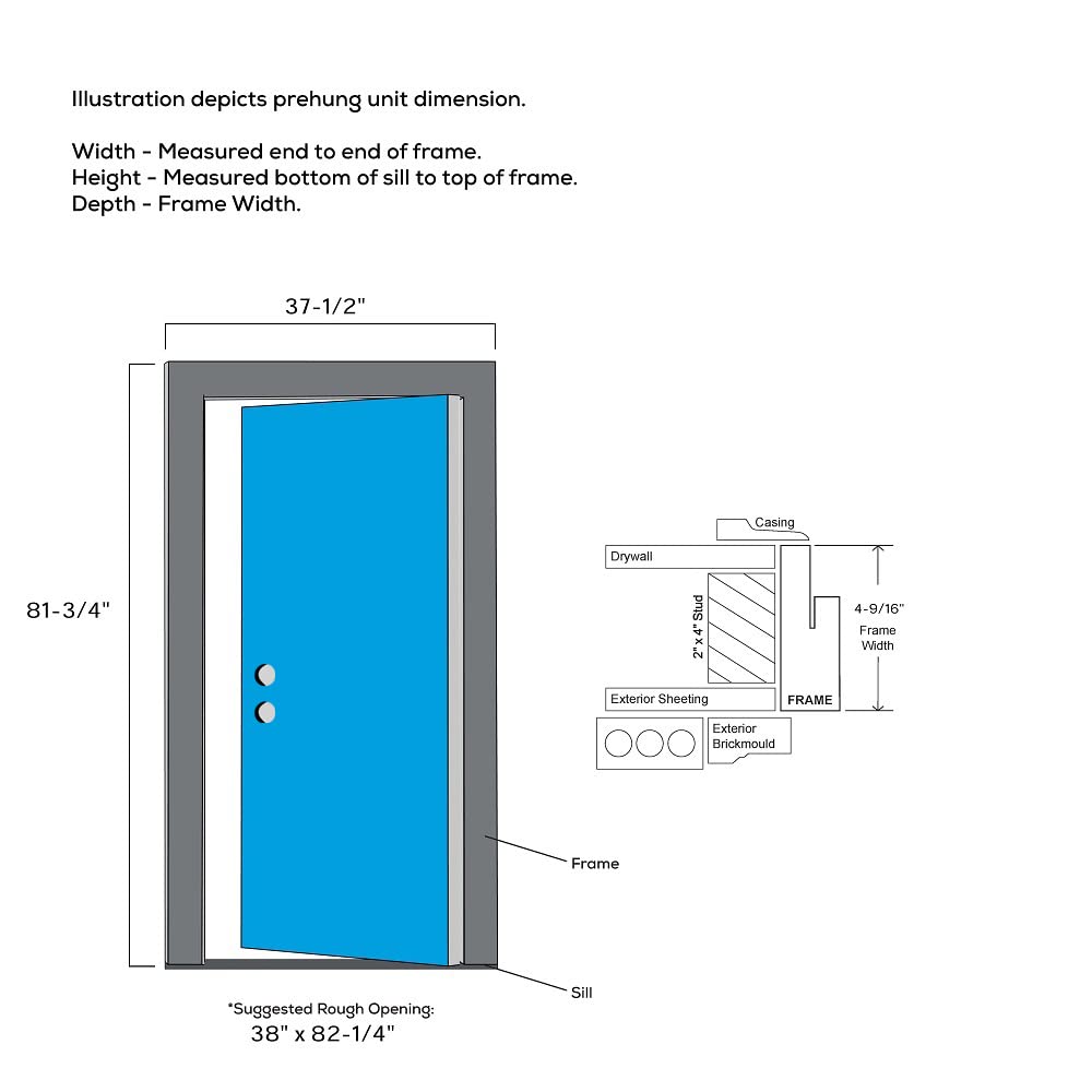 Primed Fiberglass 1/2 Lite 2-Panel Prehung Entry Door 36" x 80" K676