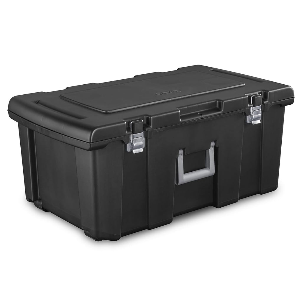 23 Gallon Lockable Storage Tote with Wheels Black E5735