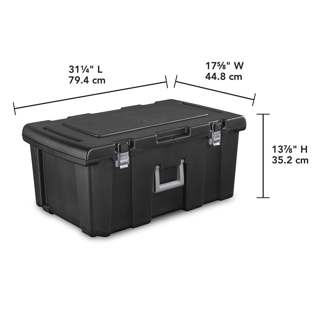 23 Gallon Lockable Storage Tote with Wheels Black E5735
