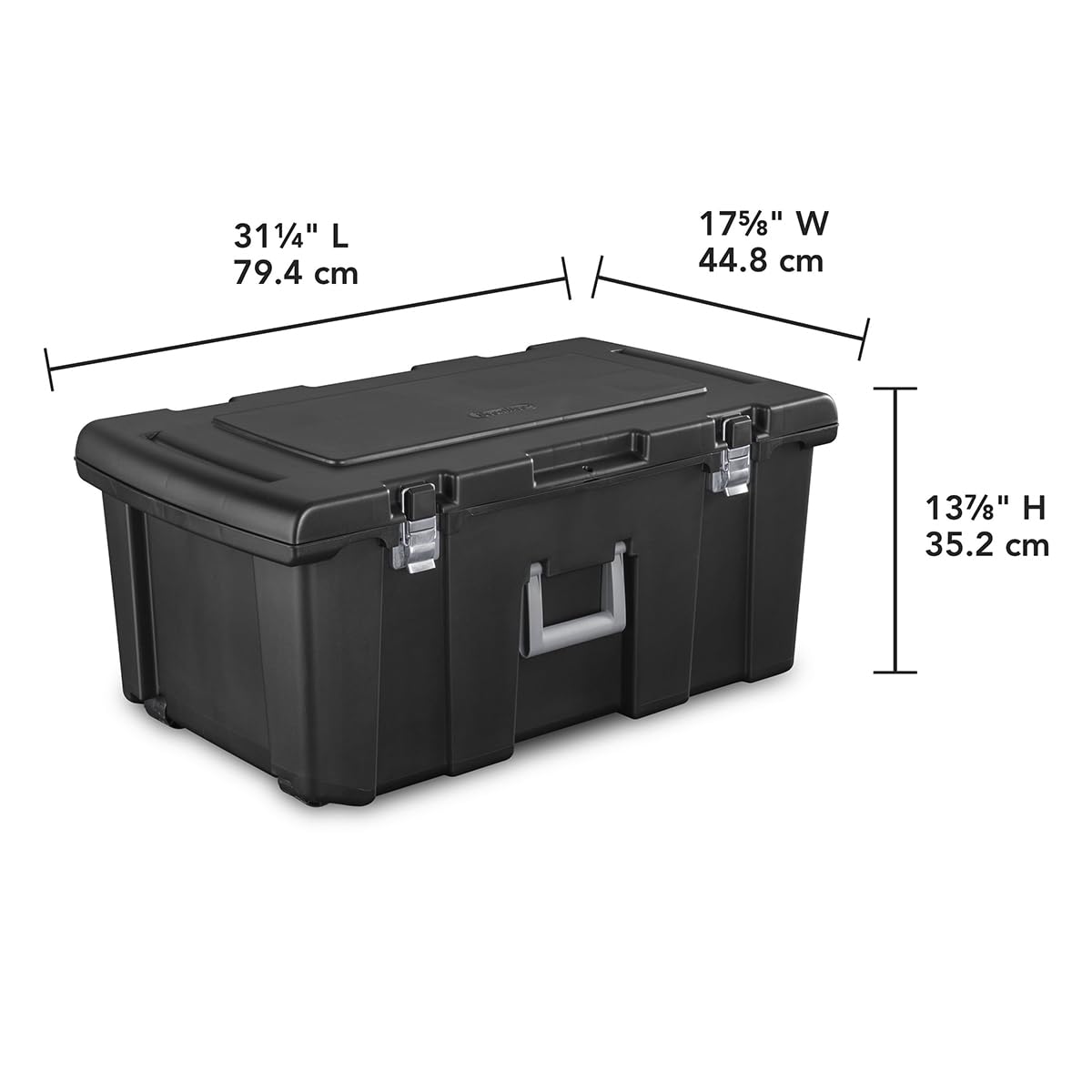 23 Gallon Lockable Storage Tote with Wheels Black E5735