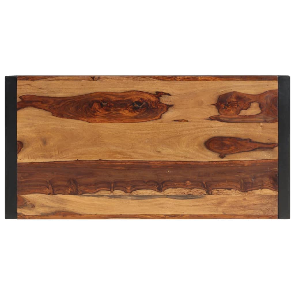 Brown Solid Sheesham Wood Steel Coffee Table L8371