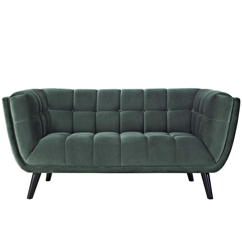 Green Velvet Button-Tufted Loveseat P23713