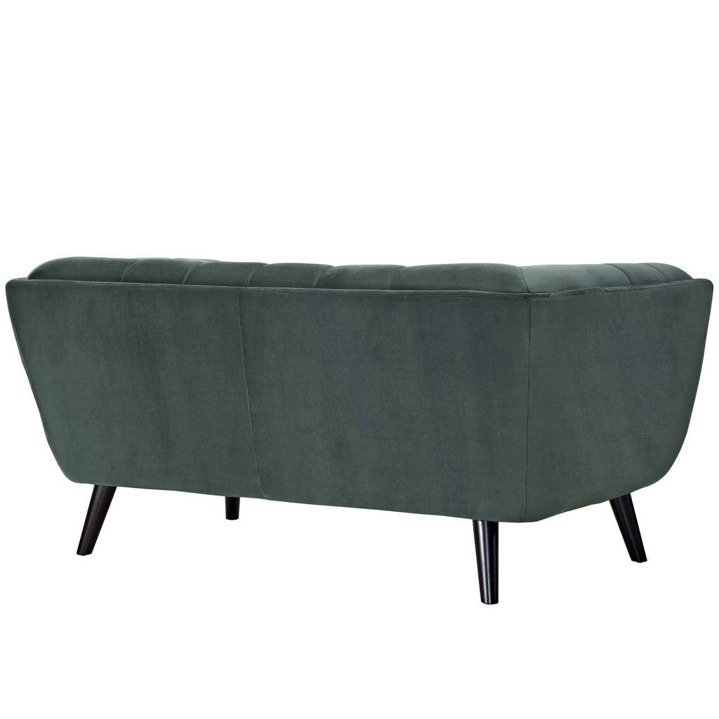 Green Velvet Button-Tufted Loveseat P23713