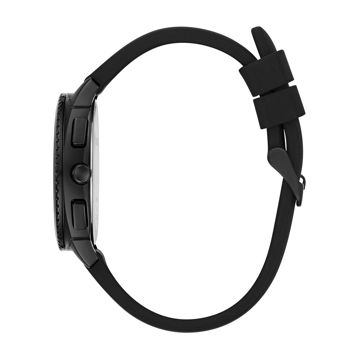 Sport Chronograph Mens Watch Stainless Steel Black Silicone Strap J1485