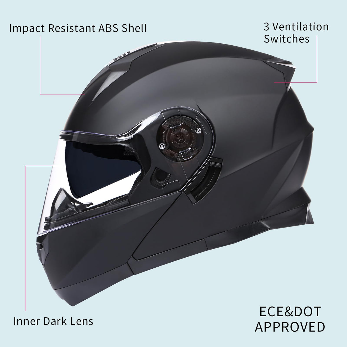 Modular Motorcycle Helmet Flip Up Anti-Fog Lens Y372381