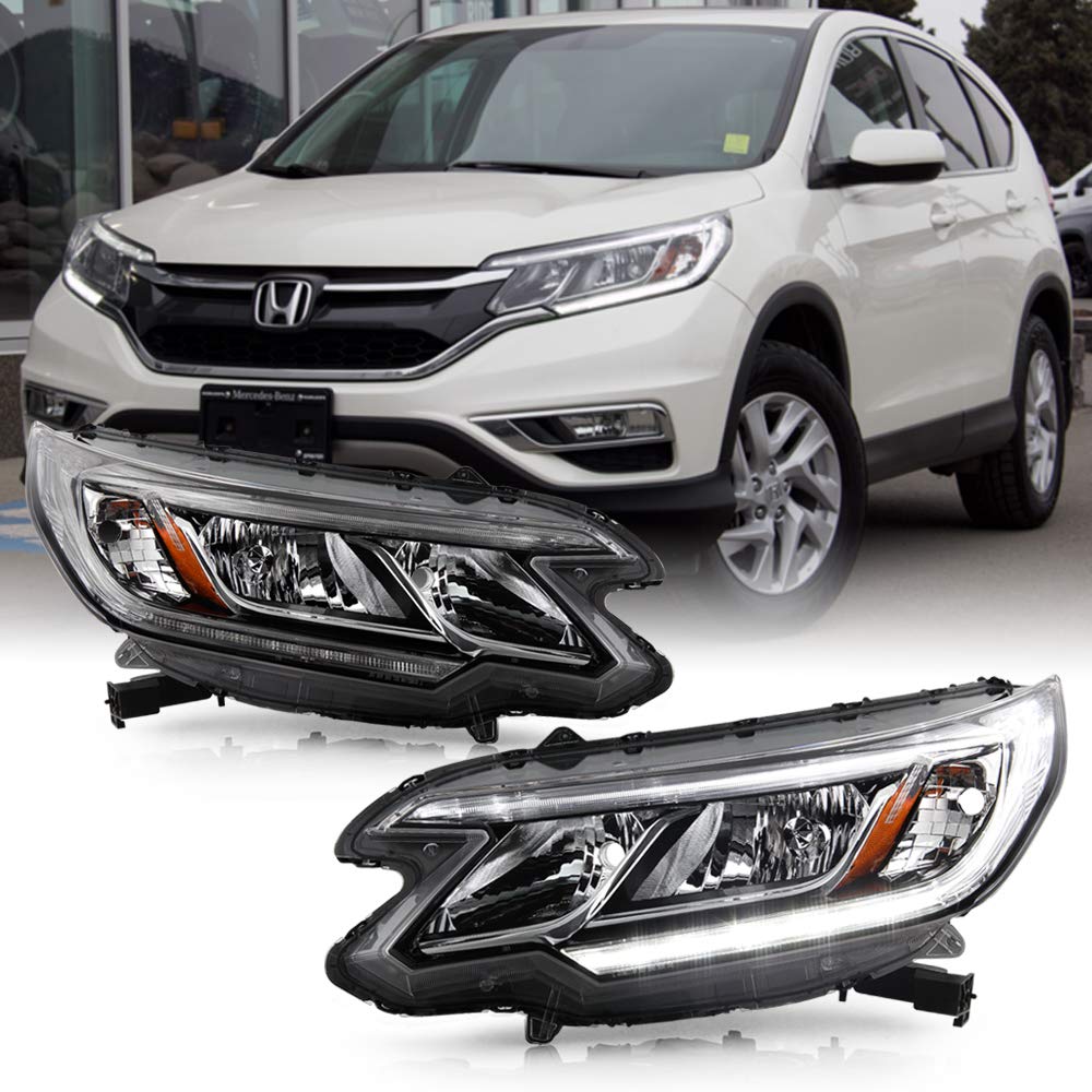 For 2015-2016 Honda CRV Halogen Type LED DRL Headlights Assembly Pair Set Left+Right A2176