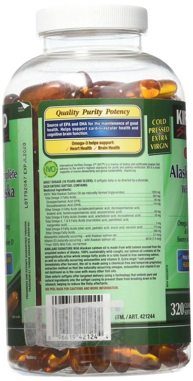 Wild Alaskan Salmon Oil 1200mg 320 Enteric Coated Softgels E2417