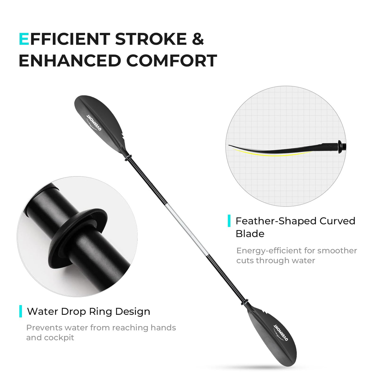 Heavy Duty Aluminum Alloy Kayak Paddles with Leash X8876