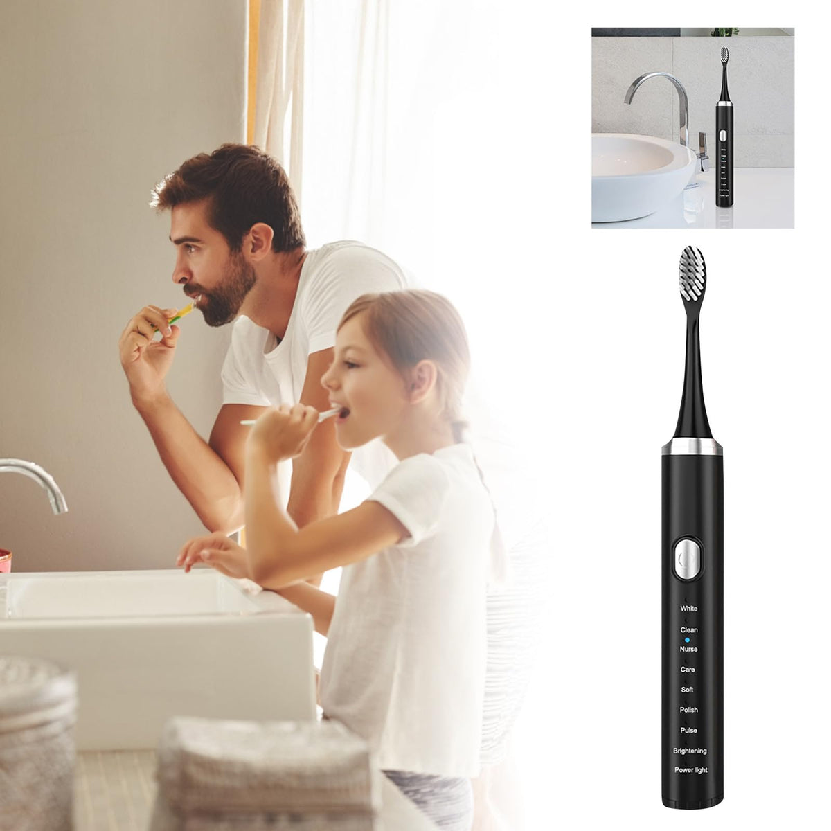 Rechargeable Electric Toothbrush with 4 Replacement Heads D417