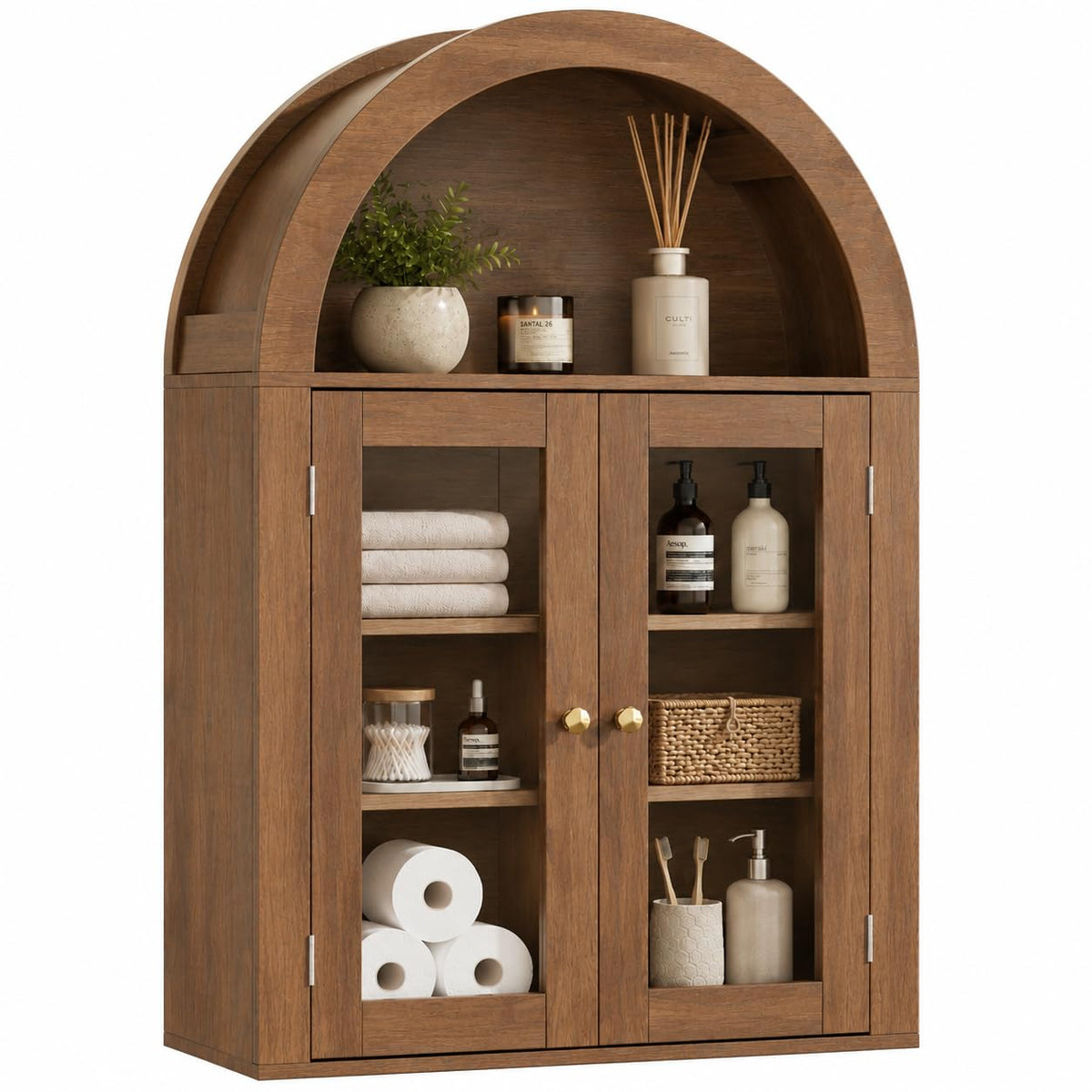 Wall Mount Medicine Cabinet with Glass Doors and Adjustable Shelves X931