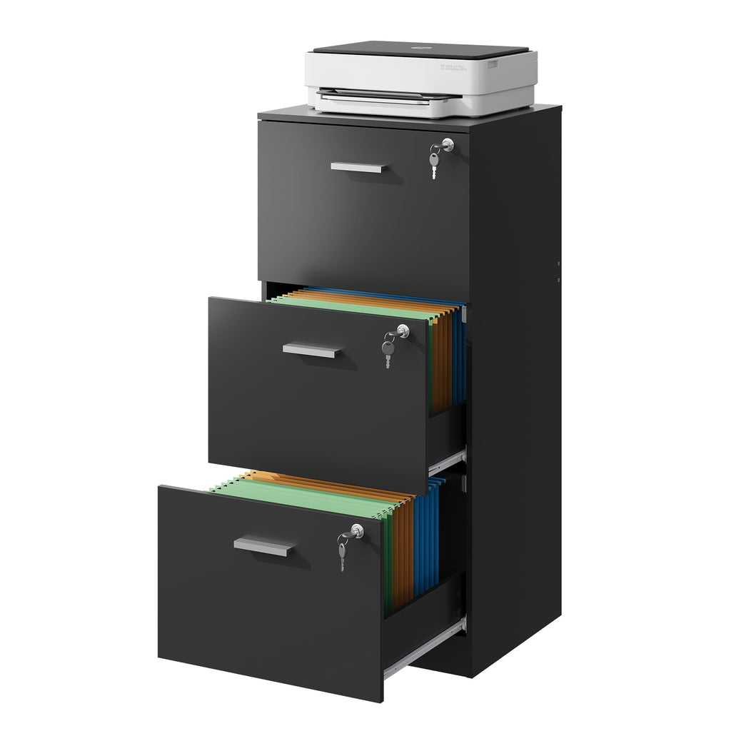 3 Drawer Wood File Cabinet with Lock V486003