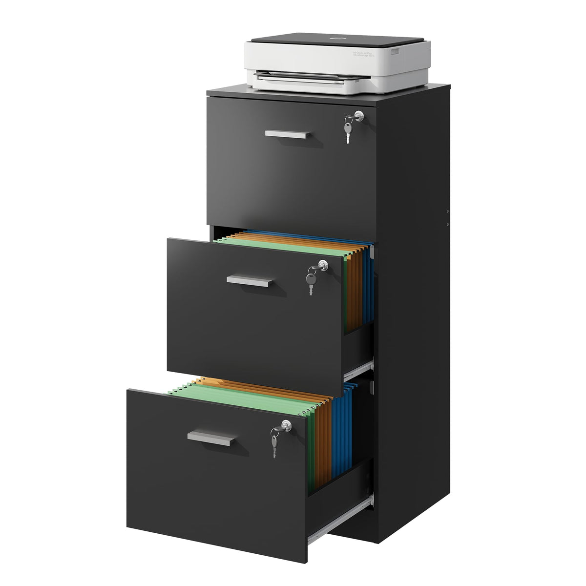 3 Drawer Wood File Cabinet with Lock V486003