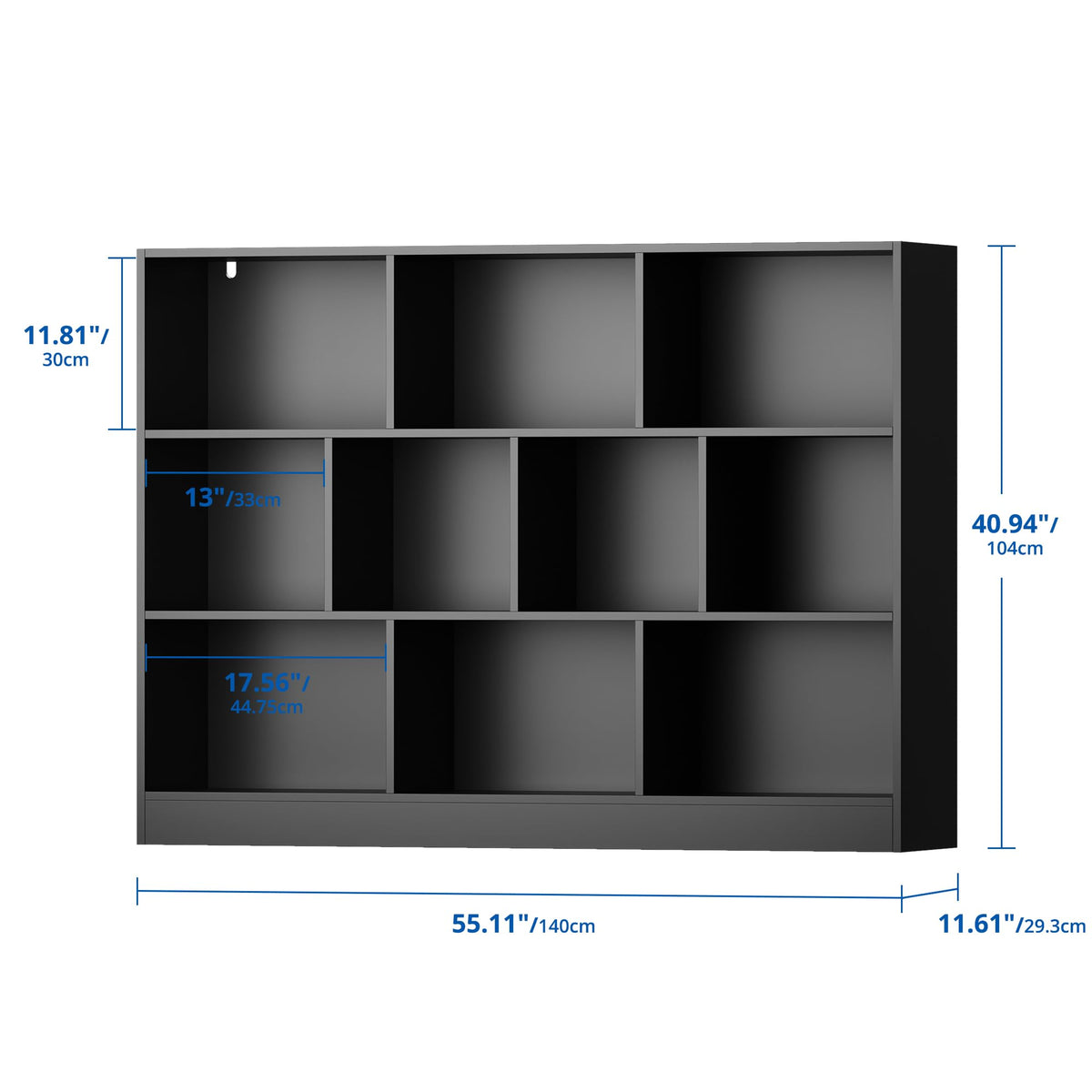 Black 3-Tier 10 Cube Storage Organizer Bookshelf U43888