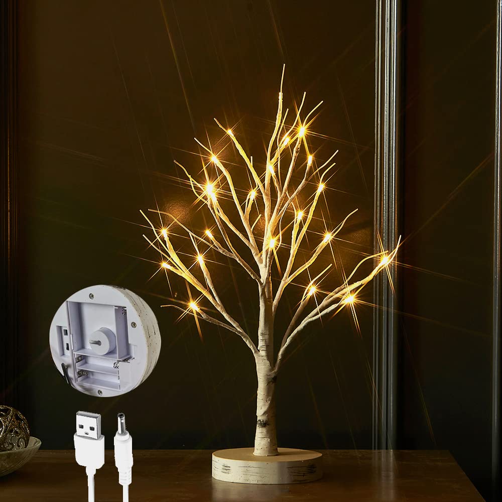Lighted Birch Tree with Timer 18IN 24 LED B575