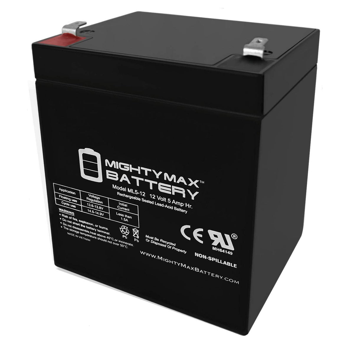 12 Volt 5 AH Rechargeable SLA AGM Battery A773335