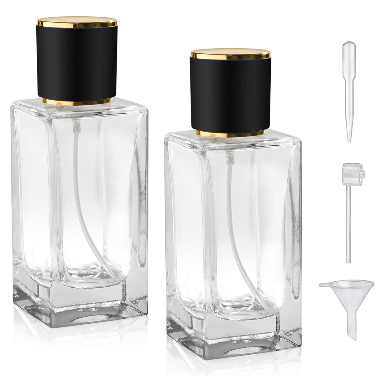 2 Pack 50ml Glass Spray Perfume Bottle Atomizer F2231