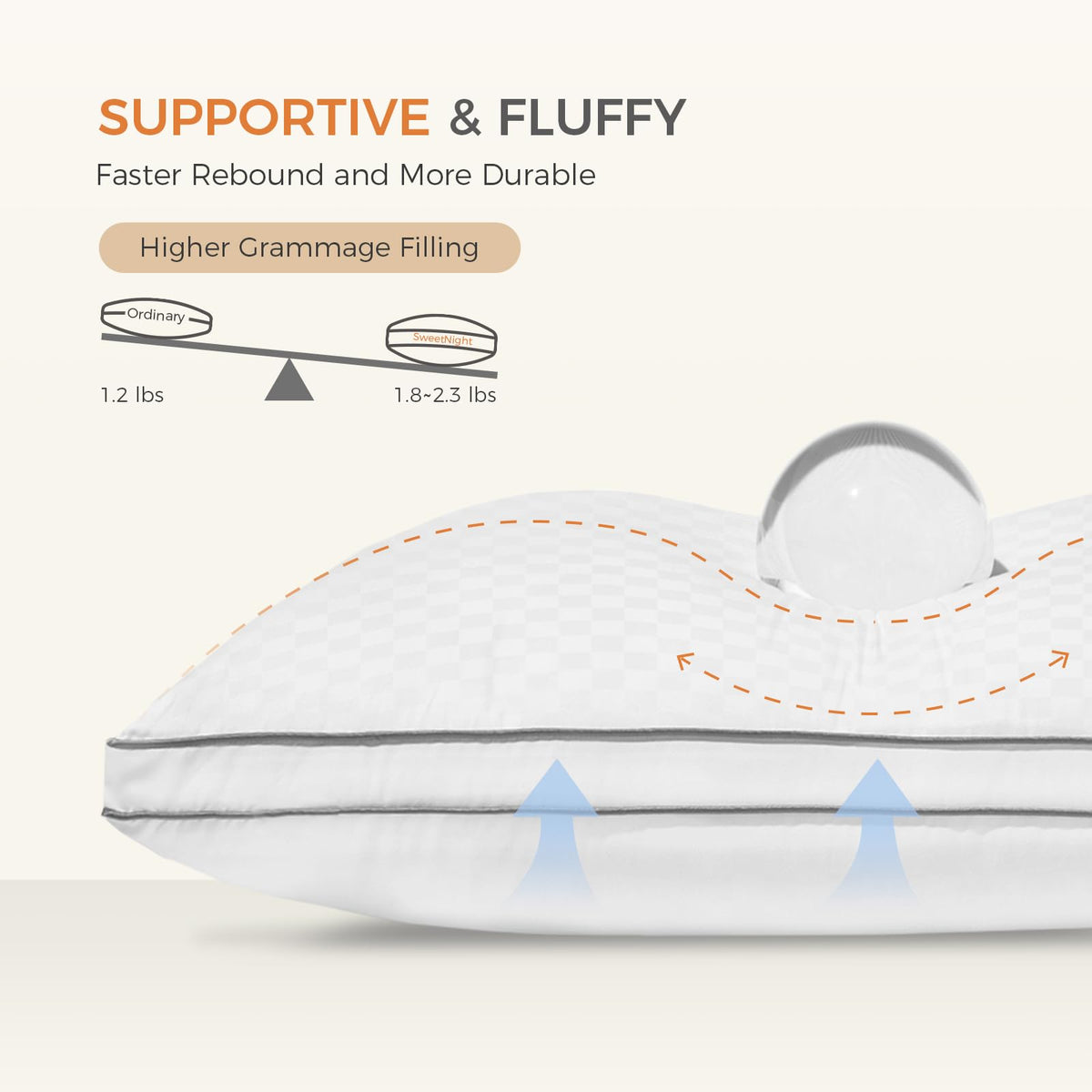 King Size Set of 2 Gusseted Bed Pillows V207732