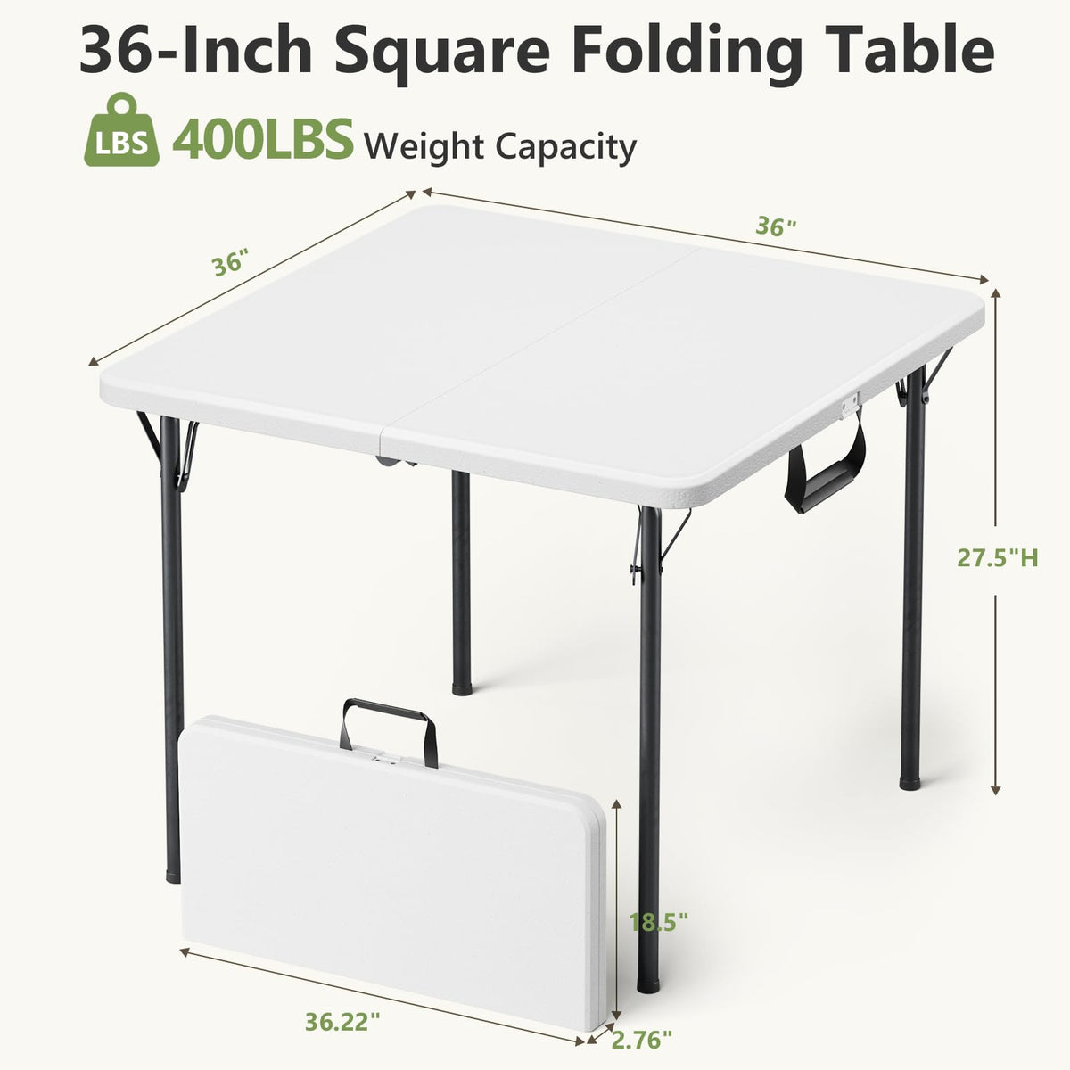 36 Inch Square Folding Card Table with Carrying Handle B30682