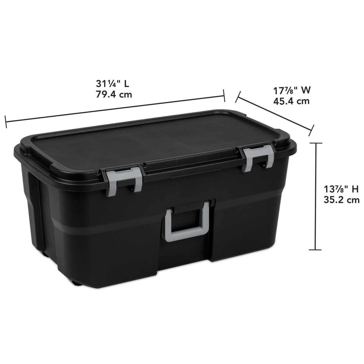 22 Gallon Black Wheeled Plastic Storage Trunk T895