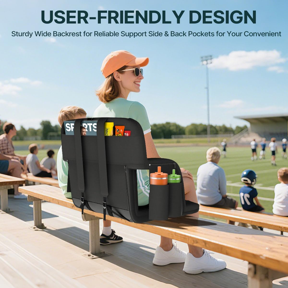 25in Stadium Seats for Bleachers with Back Support, Extra Wide, 1PC M24660