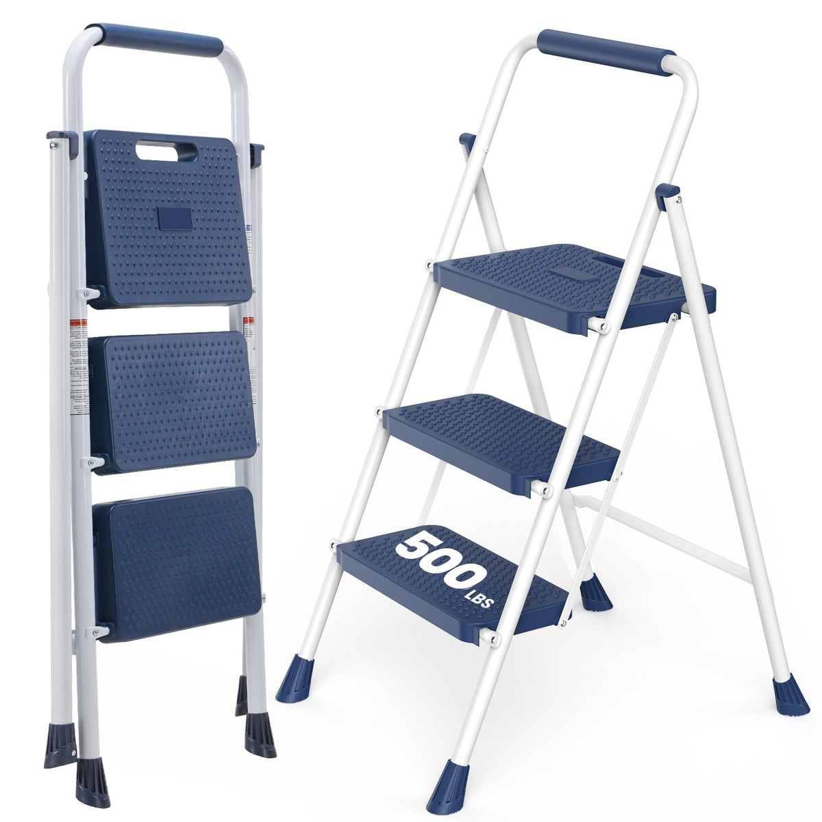 3 Step Anti-Slip Handrail 500lbs Step Ladder O660