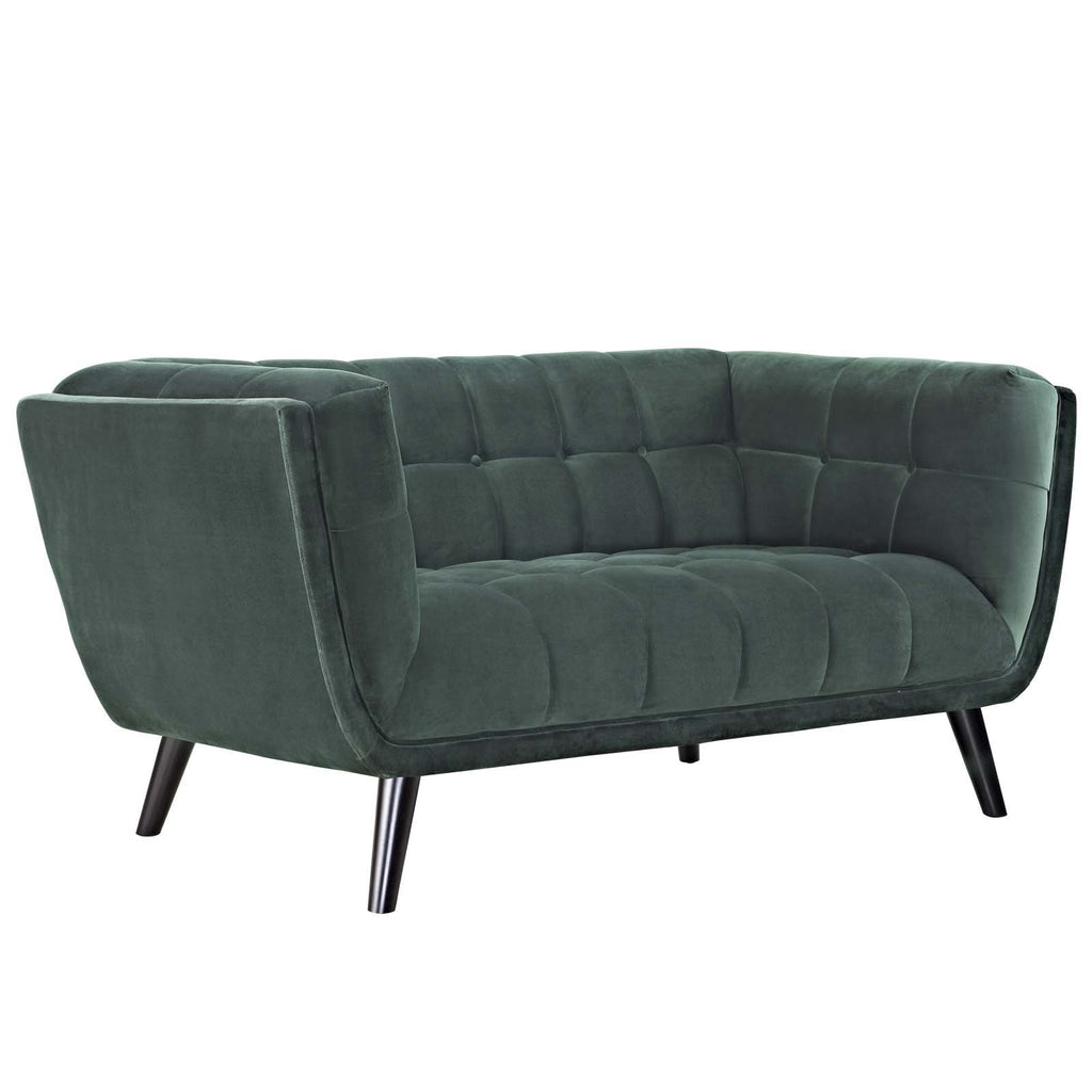 Green Velvet Button-Tufted Loveseat P23713