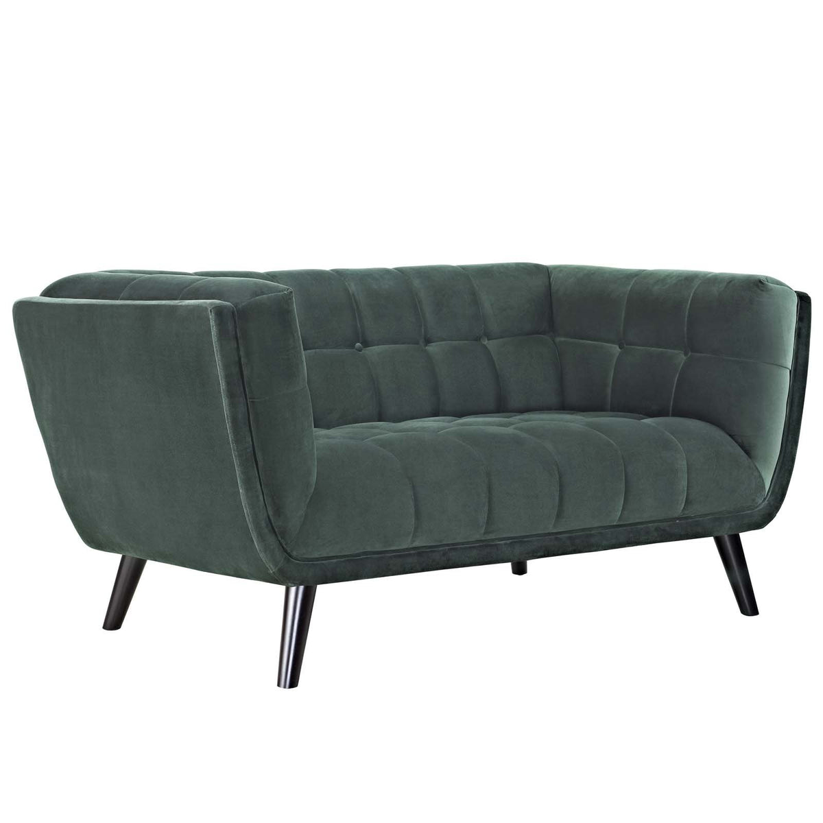 Green Velvet Button-Tufted Loveseat P23713