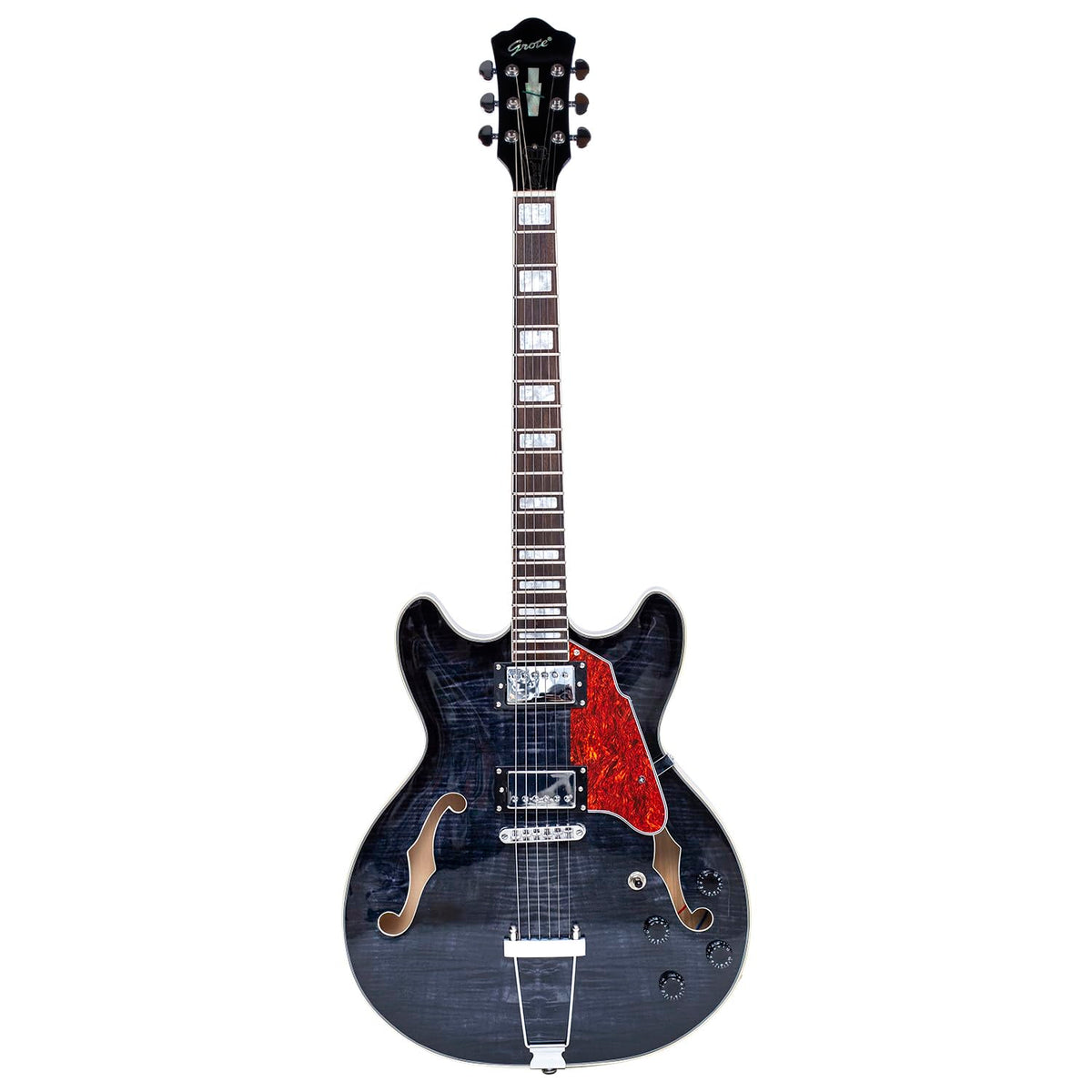 Black Semi-Hollow Body Electric Guitar with Gig Bag G786852