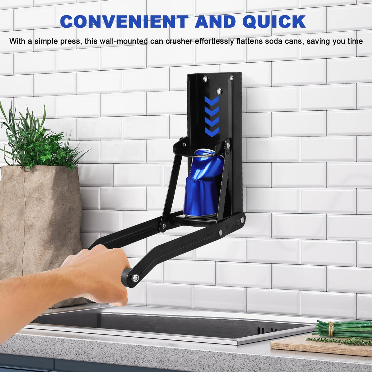 Wall Mounted Stainless Steel Can Crusher with Bottle Opener P537