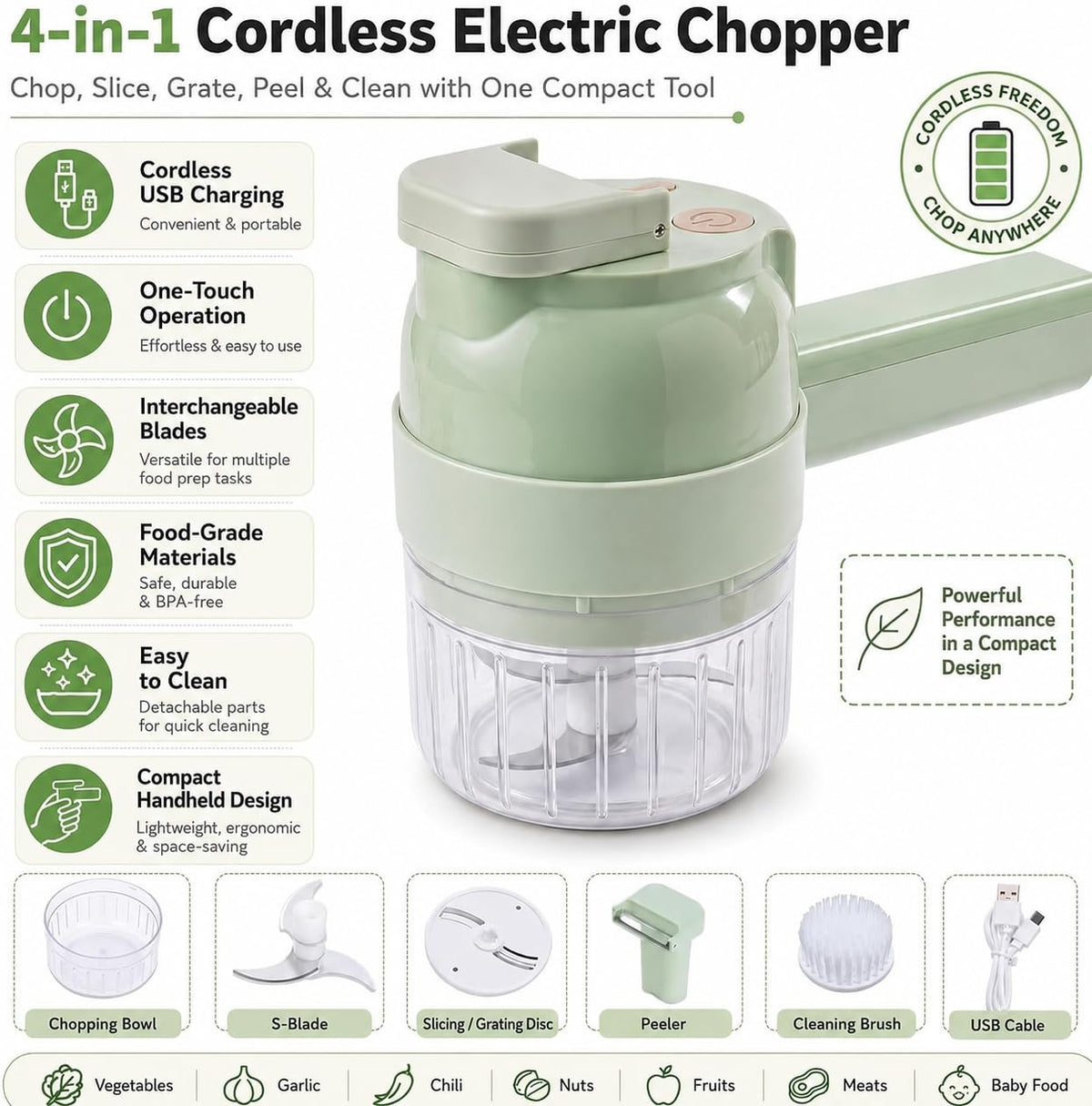 4 in 1 Handheld Electric Vegetable Chopper J445142