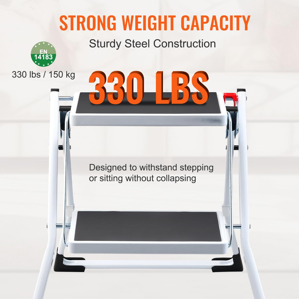 2-Step 330lbs Capacity Folding Steel Step Stool Z197739