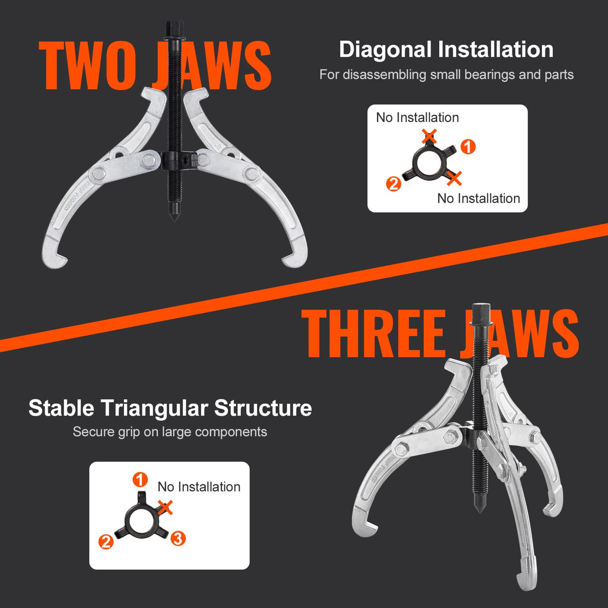 3" 4" 6" 8" 4-Piece Gear Puller Set Z1017
