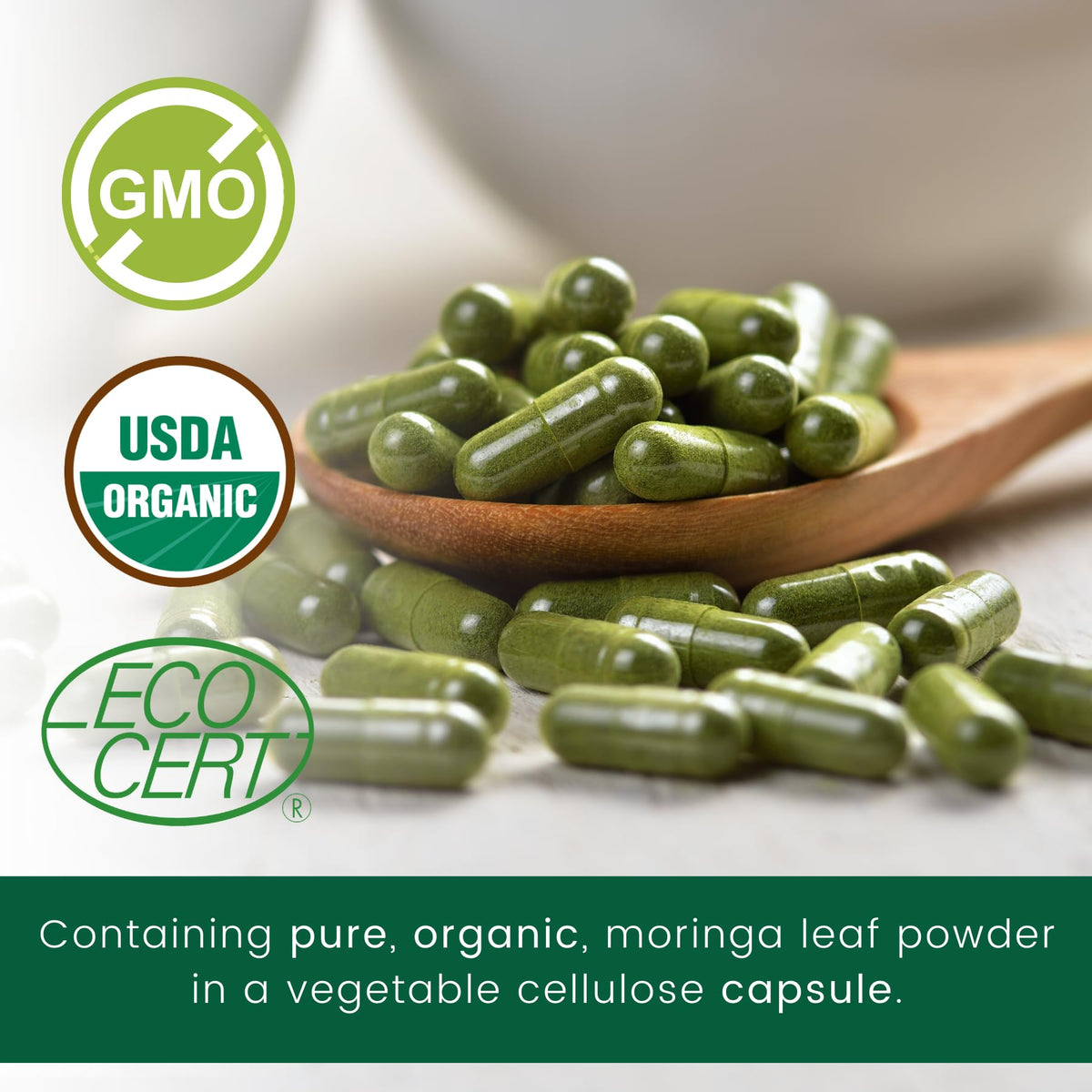 Organic Moringa Leaf Powder Vegan Capsules W28372