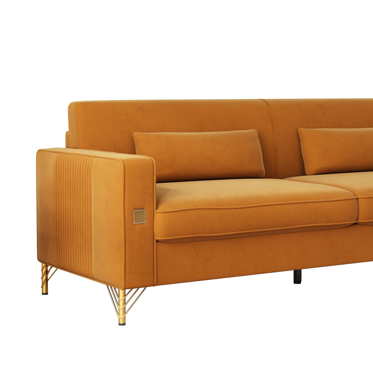 Oversized Velvet Sofa with Armrest and Removable Cushions L4710