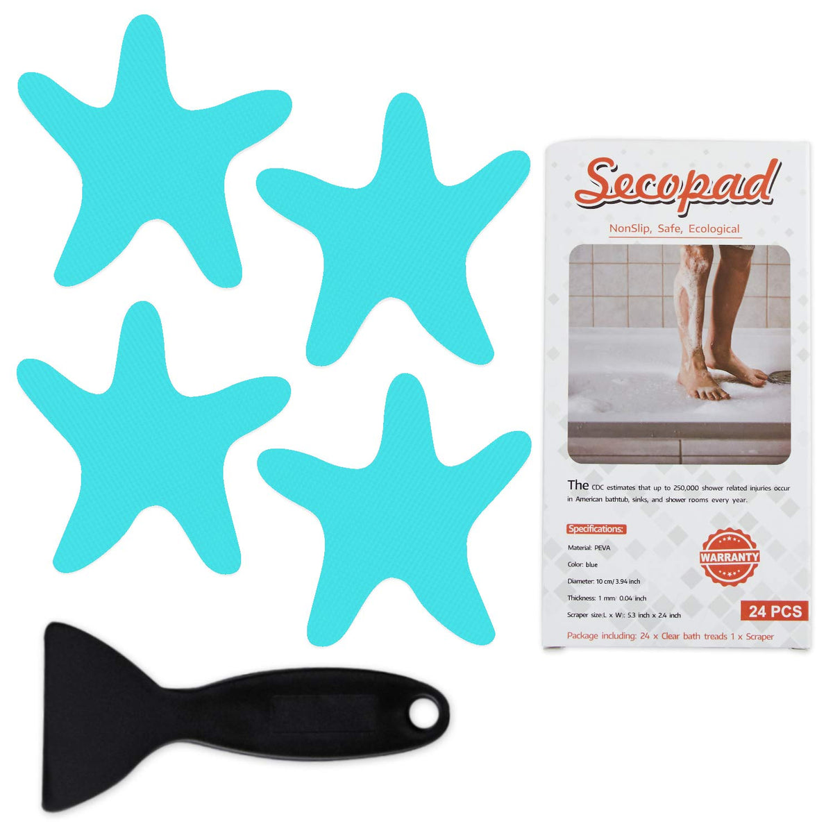 Blue Non Slip Bathtub Stickers 24PCS C436