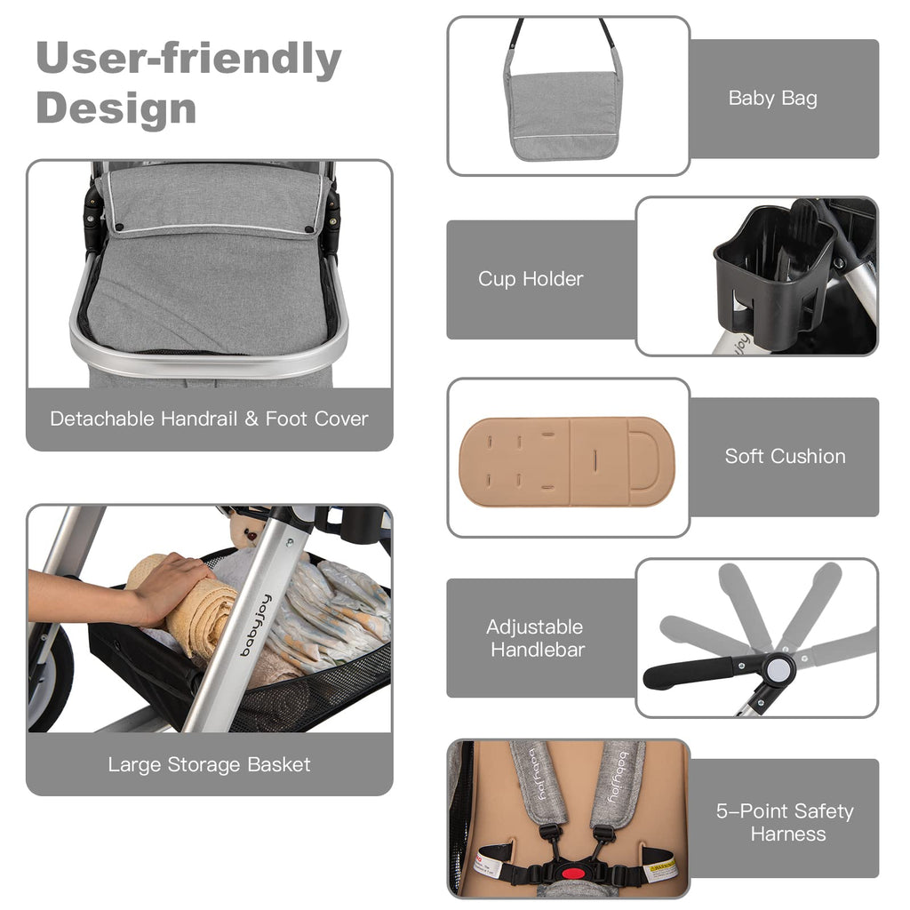 2-in-1 Convertible Bassinet Reclining Stroller H480