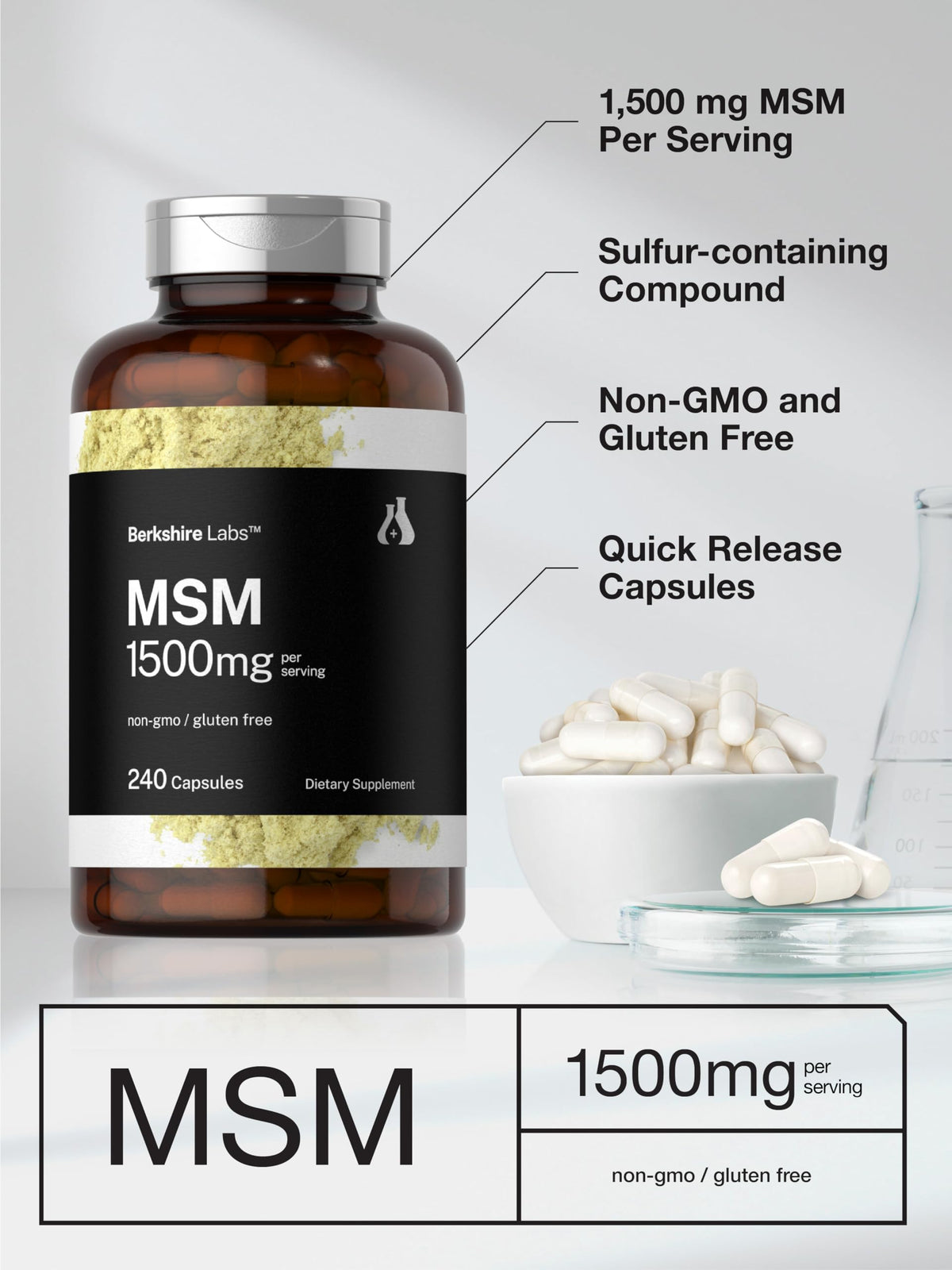 MSM Capsules 1500mg 240 Count M30571