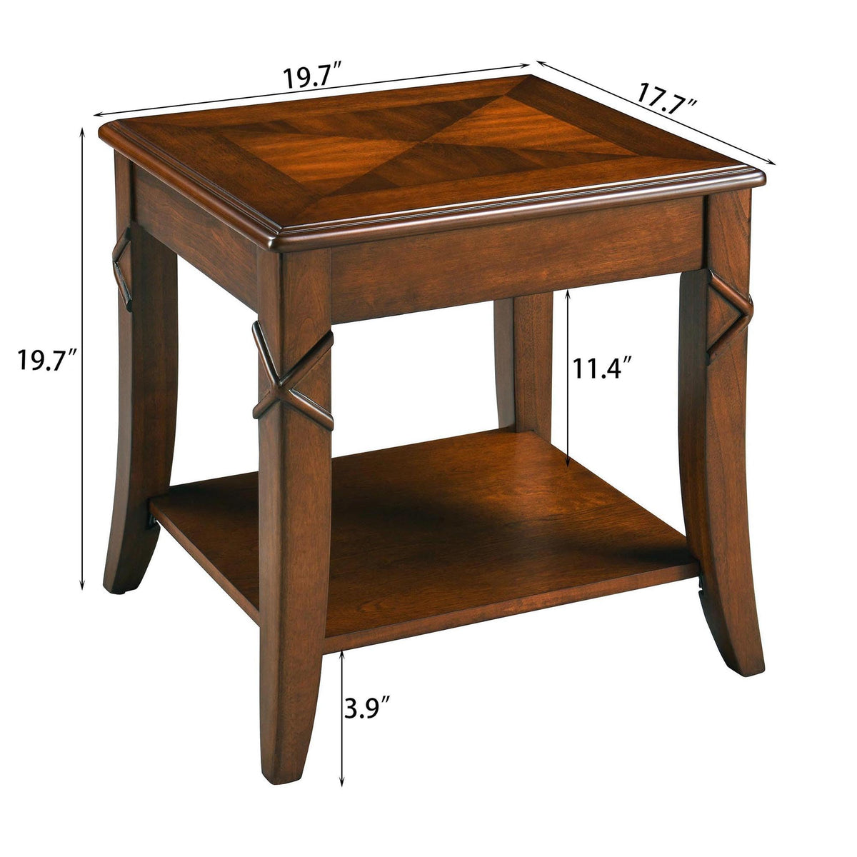 Solid Wood Side End Table with Storage Shelf O562650