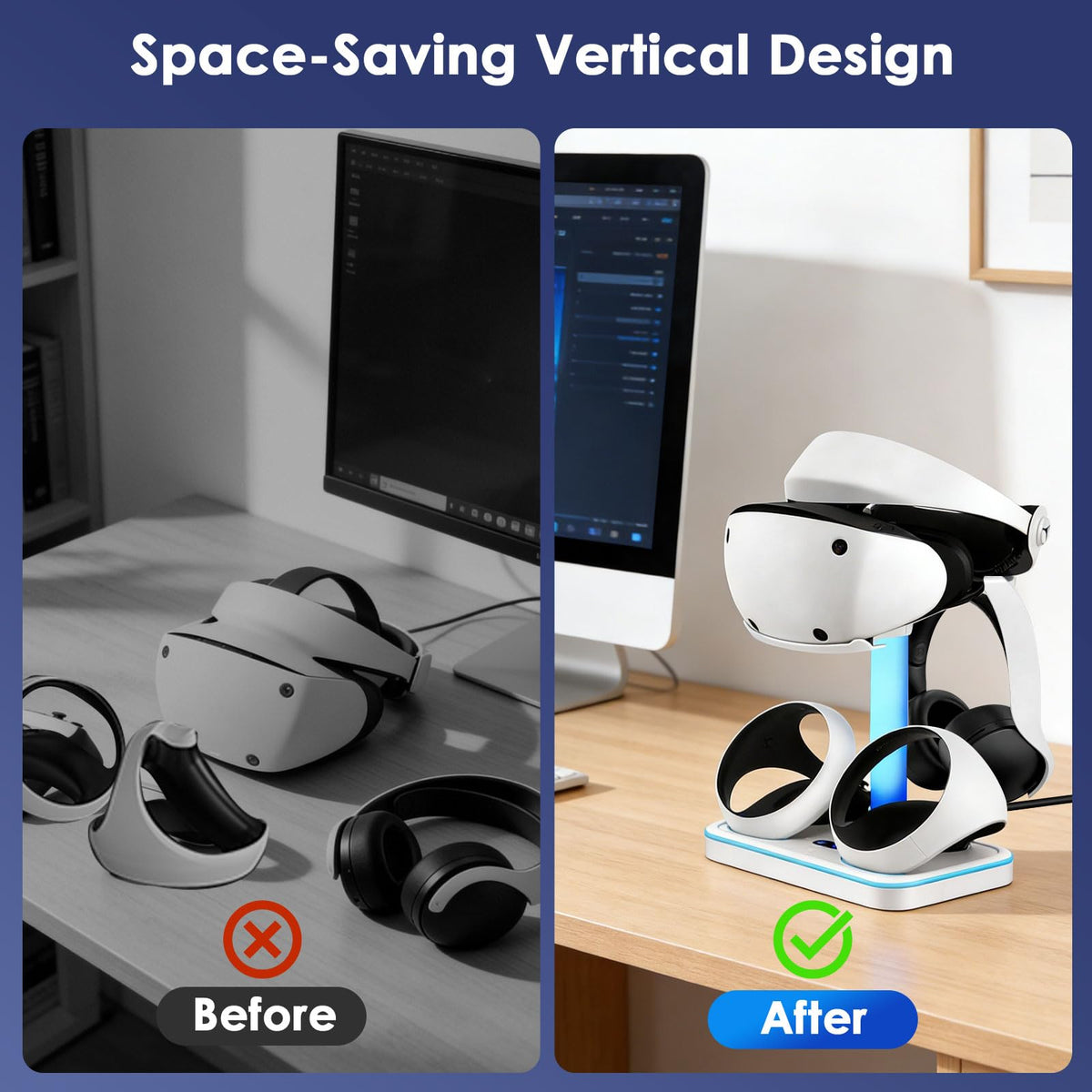 Charging Stand for PlayStation VR2 with Controller Charging Dock and Type-C Cable H290913