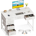 White Computer Desk with 6 Drawers G67626