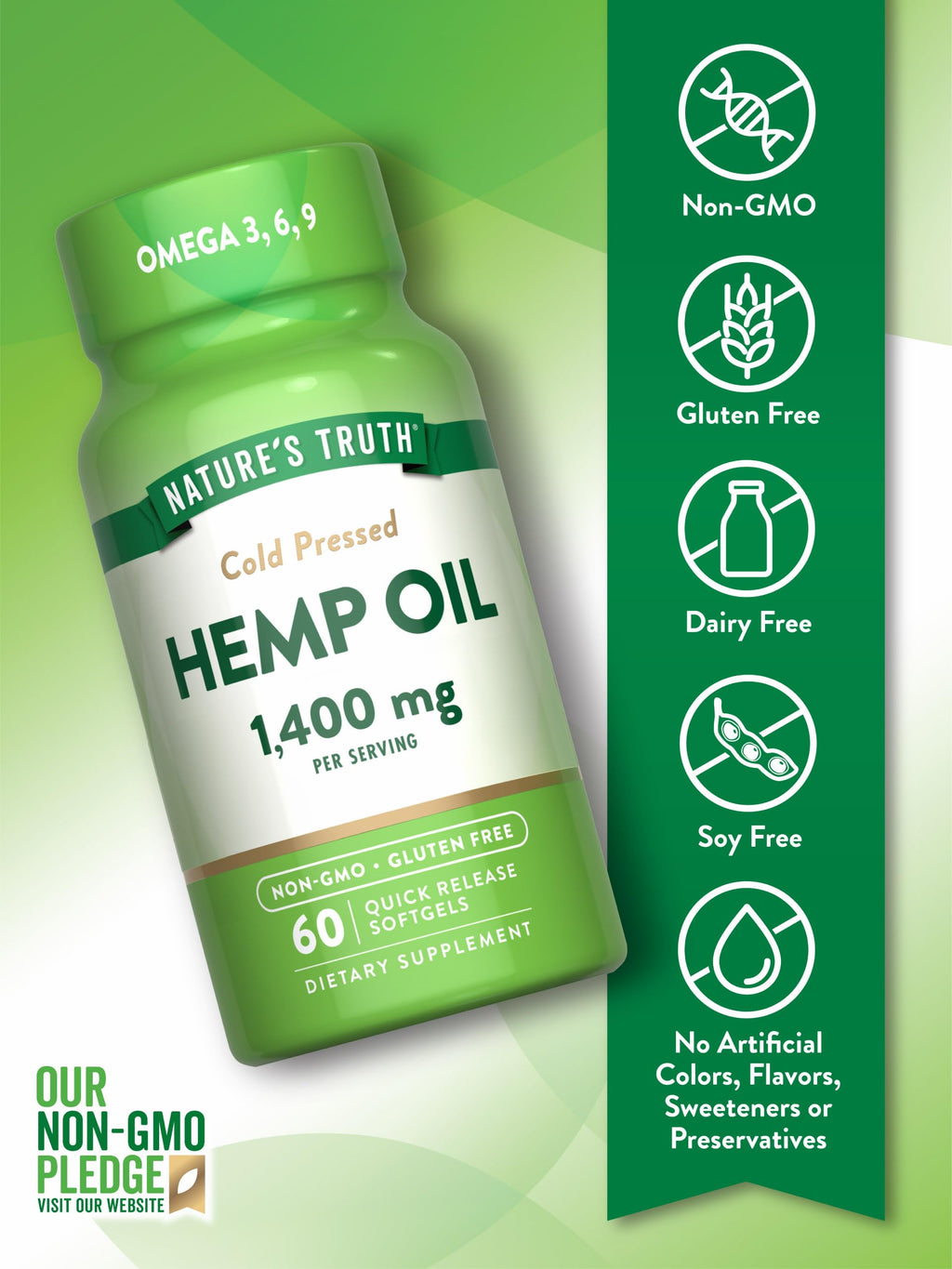 Hemp Oil Softgels 1400mg 60 Count Z194390
