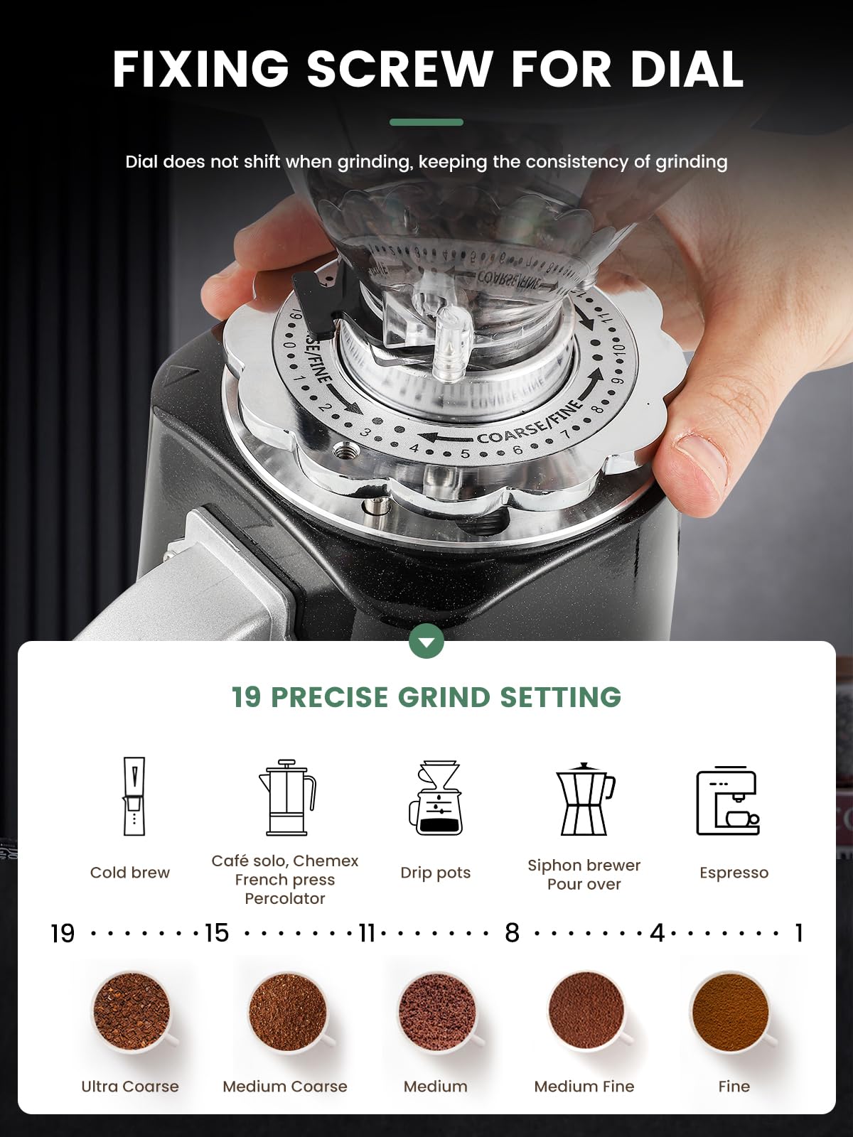 60mm Flat Burr Coffee Grinder L478