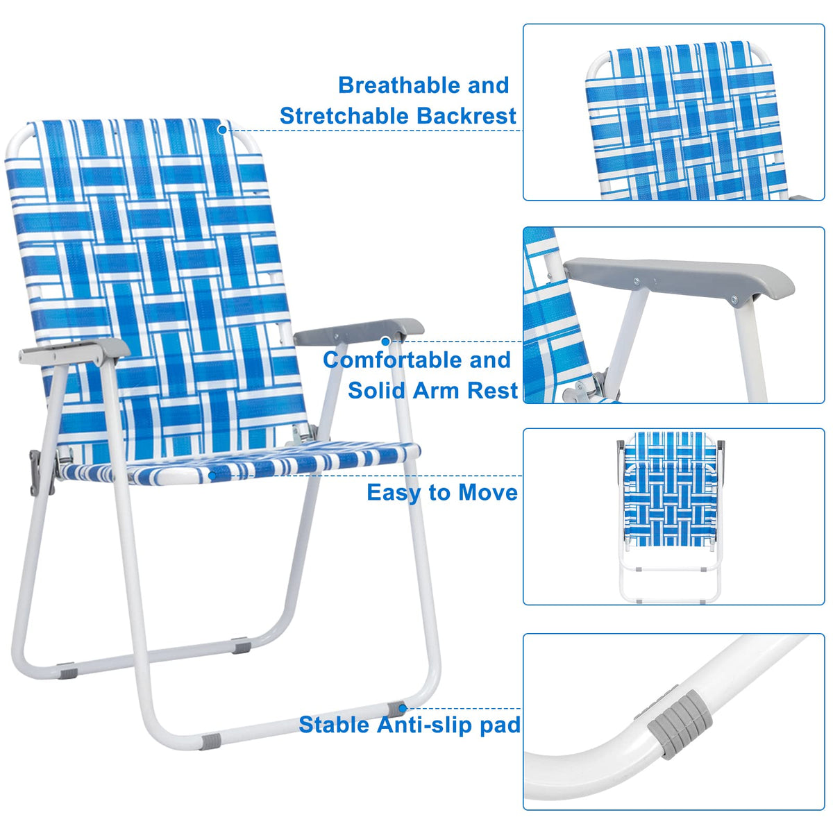 2 Pcs Webbed Folding Beach Chair E17238