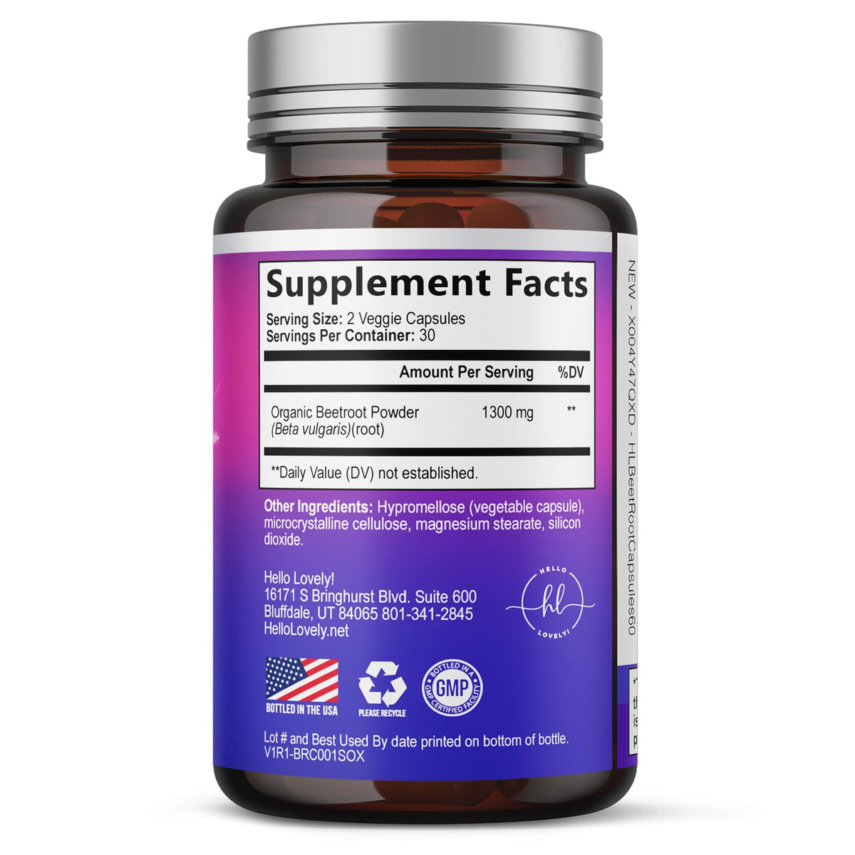 Organic Beet Root Capsules 1300mg 60 Capsules I560