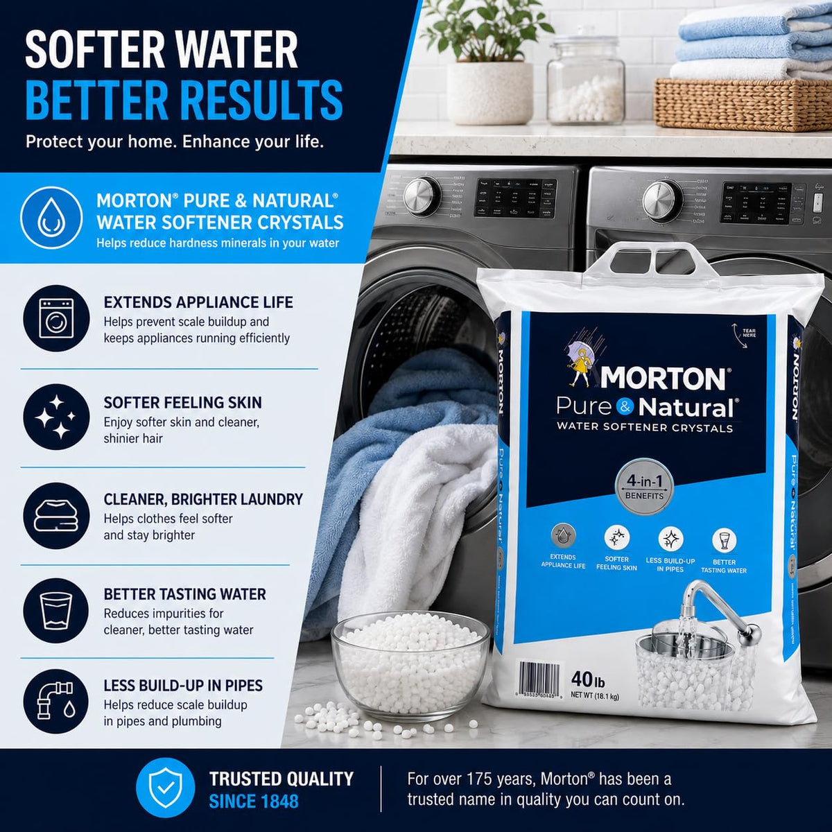 Pure and Natural Water Softener Crystals 40lbs M953695