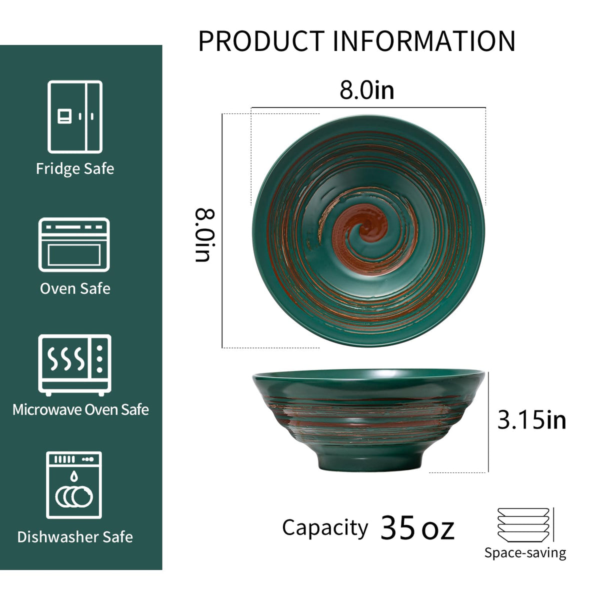 Multicolor Ceramic Ramen Bowl Set of 4 V50329