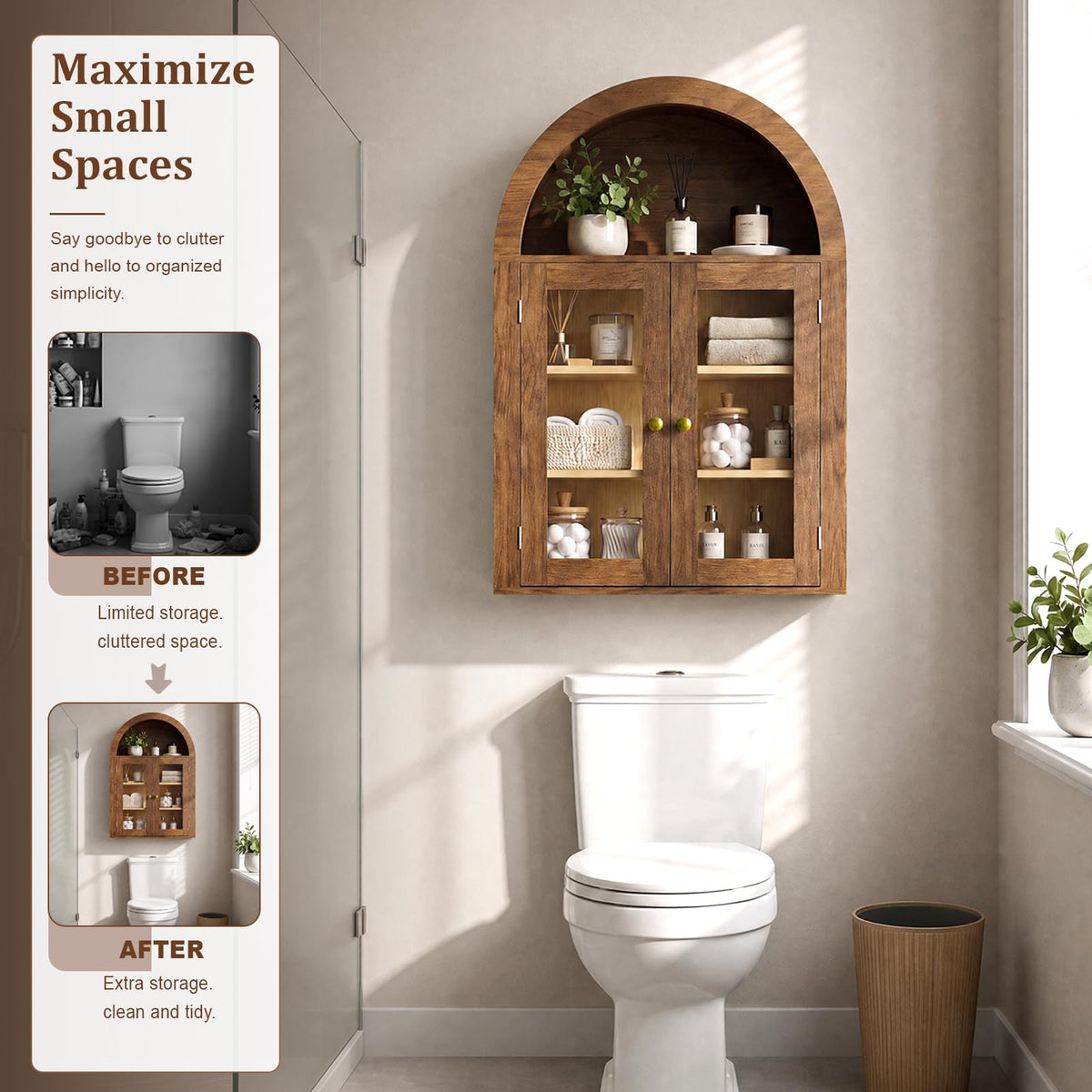 Wall Mount Medicine Cabinet with Glass Doors and Adjustable Shelves X931